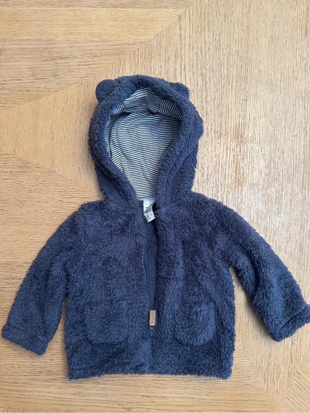 Carters Cozy Navy Teddy Hooded Baby Jacket